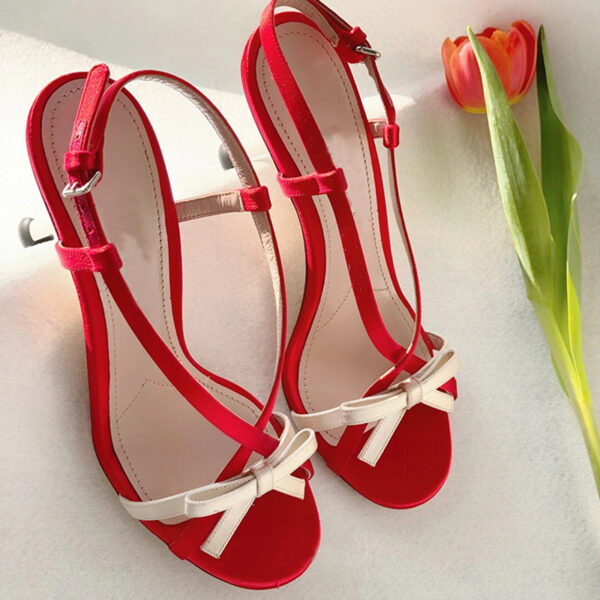 Women's Open Toe Stilettos Bow Buckle Sandals - Image 4