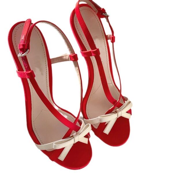 Women's Open Toe Stilettos Bow Buckle Sandals - Image 3