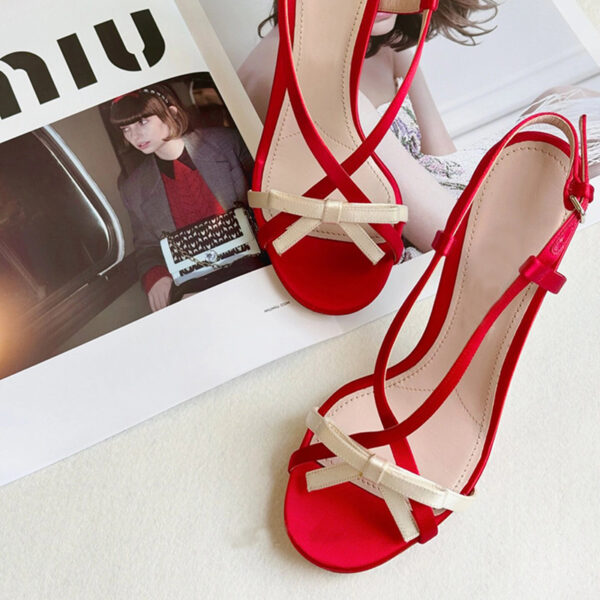 Women's Open Toe Stilettos Bow Buckle Sandals - Image 5