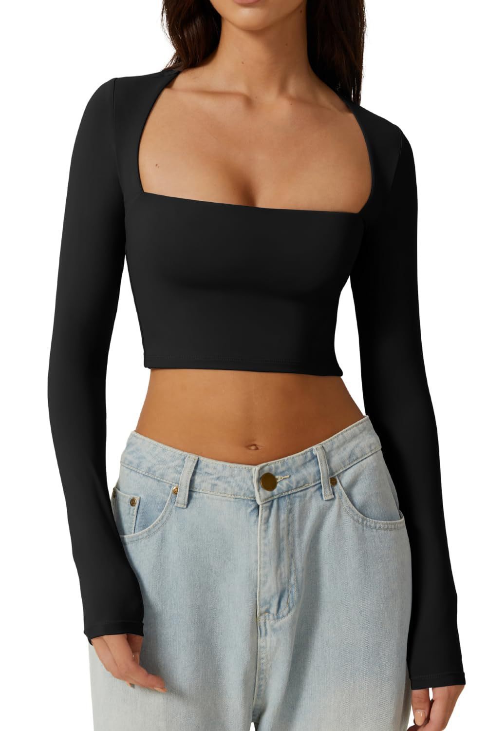 Slimming Base Top With A Square Neckline And A Cropped Design - Image 2