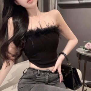 Womens Sexy Spaghetti-strap Tank Top, Shoulder-free Top