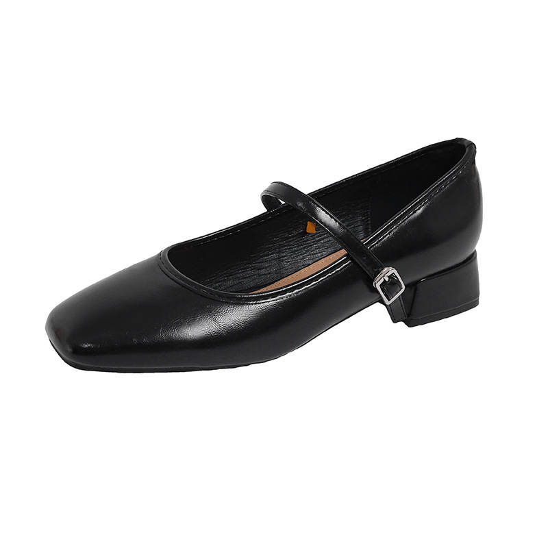 Chunky-heeled French-style Low-cut Pumps In Black For Women - Image 3