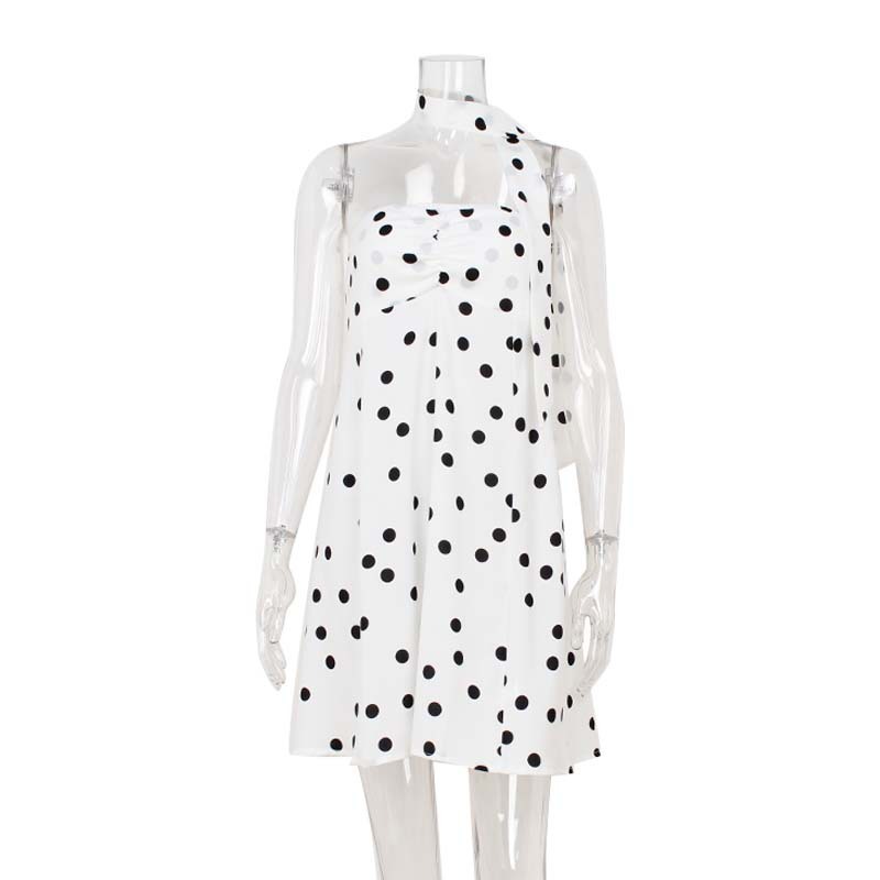 Elegant Polka-Dot Printed Slim-Fit Loose Dress For Women - Image 5