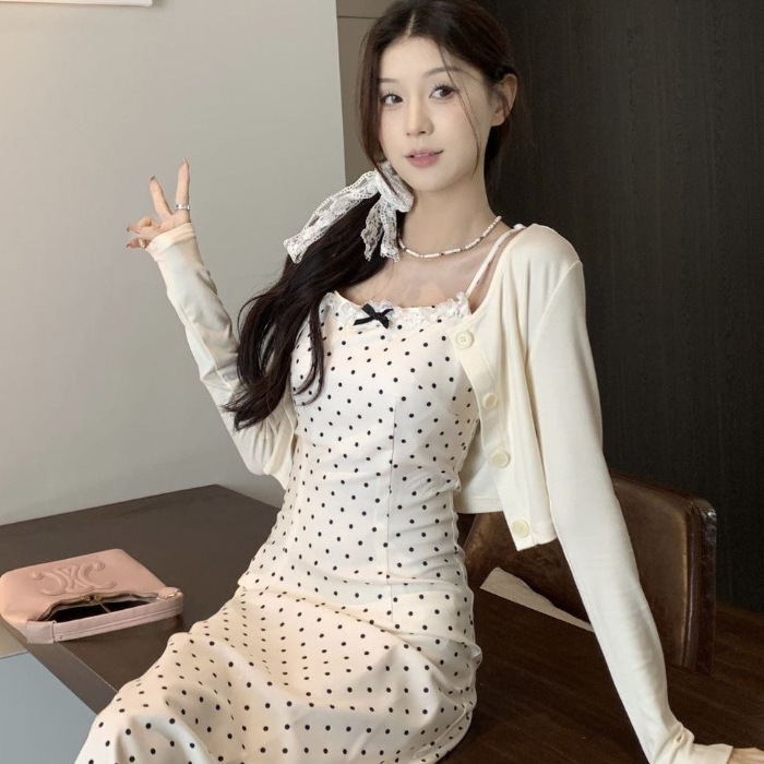 Korean-style Polka-Dot Slip Dress With Bow Detail - Image 5