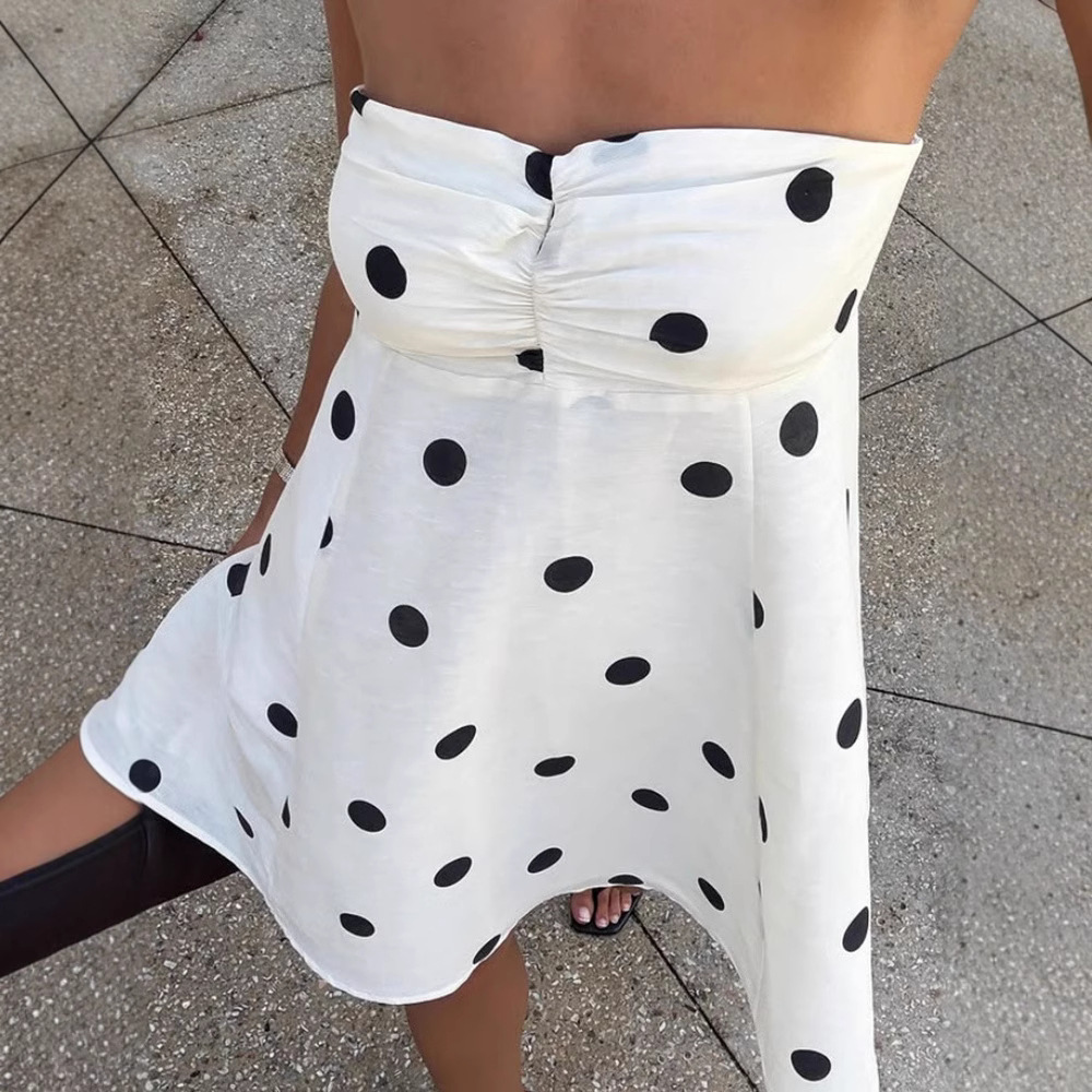 Elegant Polka-Dot Printed Slim-Fit Loose Dress For Women - Image 4