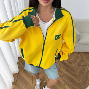 Turn-down Collar Hoodie With A Windproof Zippersporty And Casual Outerwear