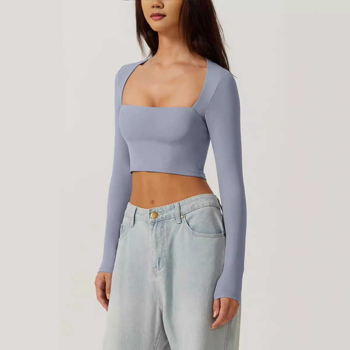 Slimming Base Top With A Square Neckline And A Cropped Design - Image 8