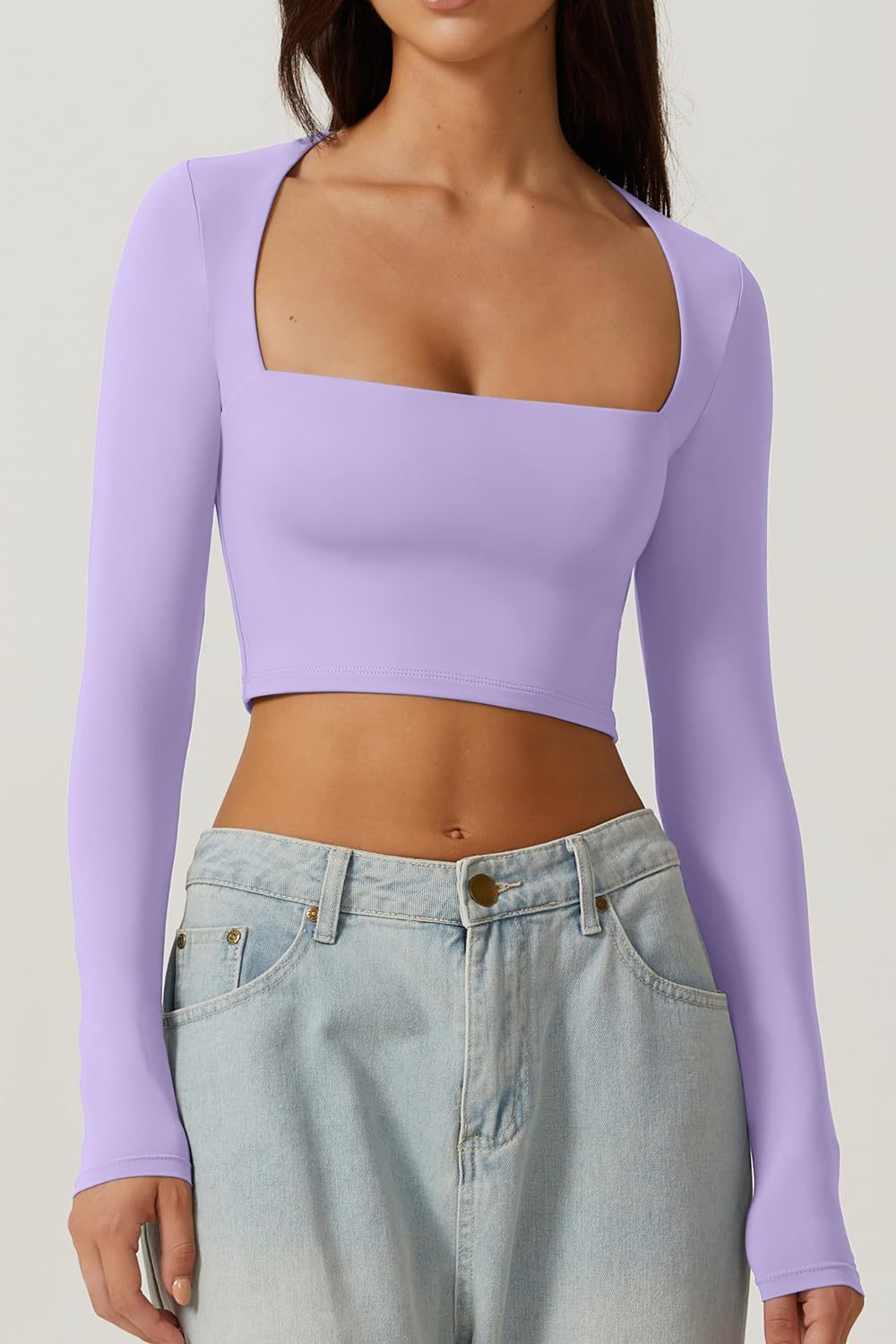 Slimming Base Top With A Square Neckline And A Cropped Design - Image 7