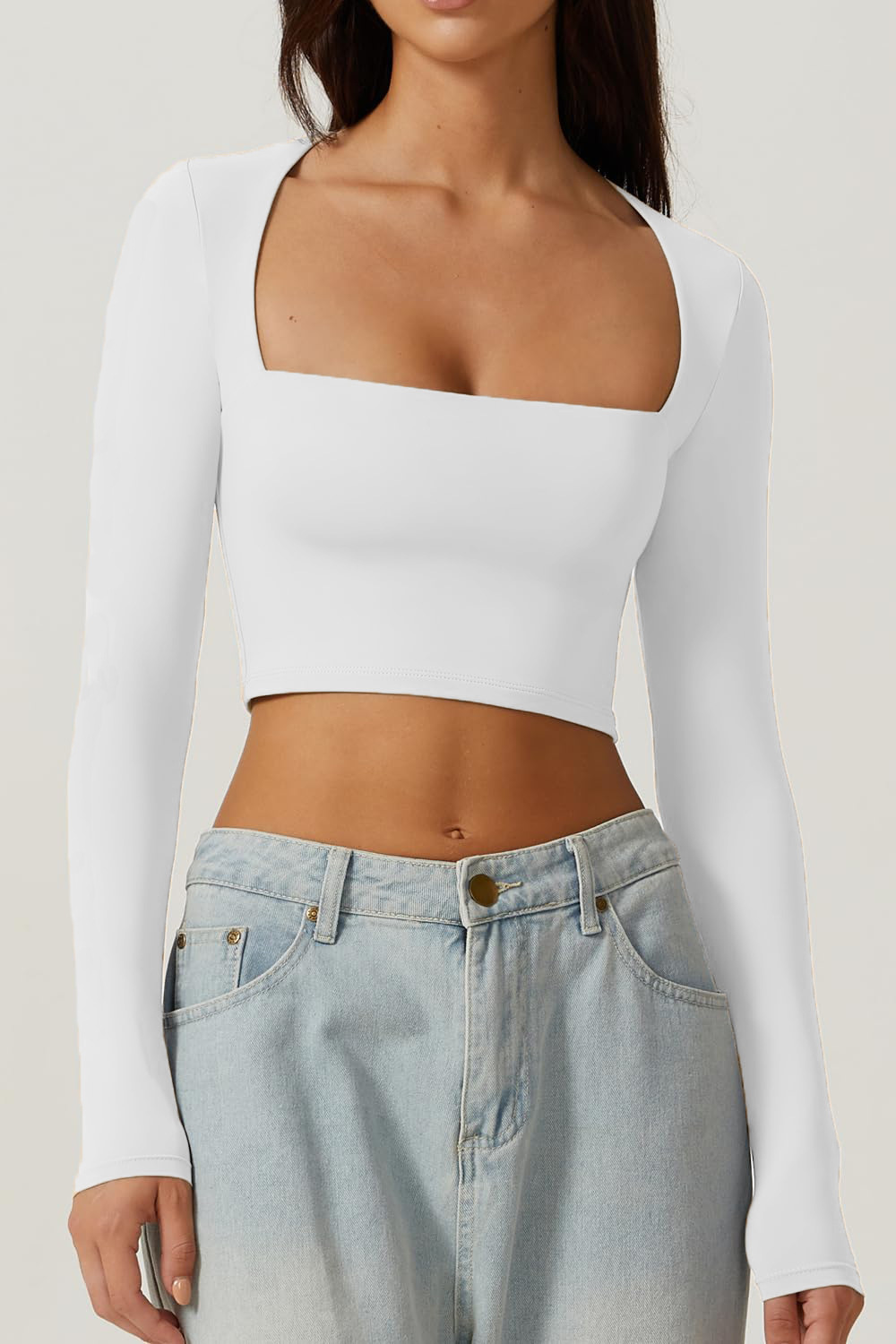 Slimming Base Top With A Square Neckline And A Cropped Design - Image 6