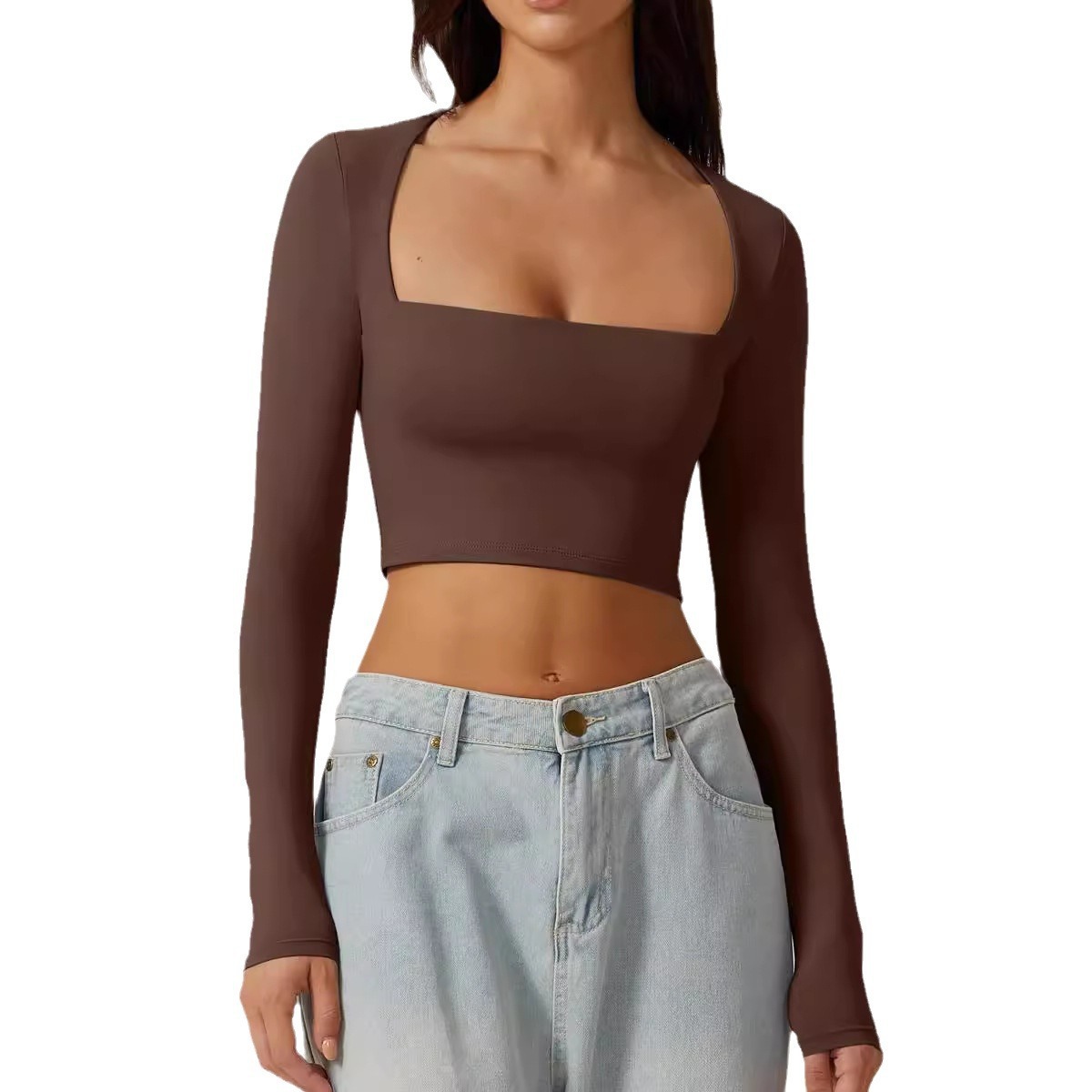 Slimming Base Top With A Square Neckline And A Cropped Design - Image 9