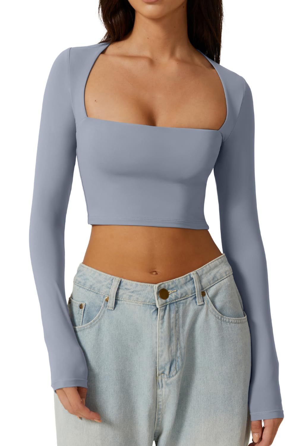 Slimming Base Top With A Square Neckline And A Cropped Design - Image 10