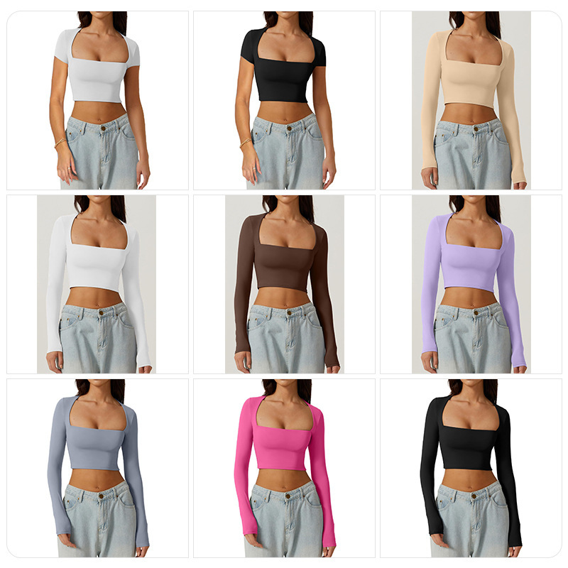 Slimming Base Top With A Square Neckline And A Cropped Design - Image 4