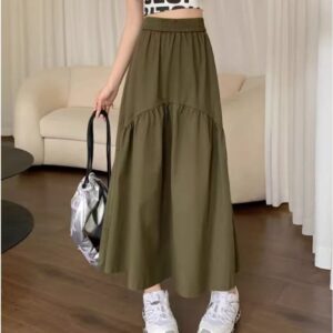 Womens Versatile Stylish Pleated Patchwork Skirt