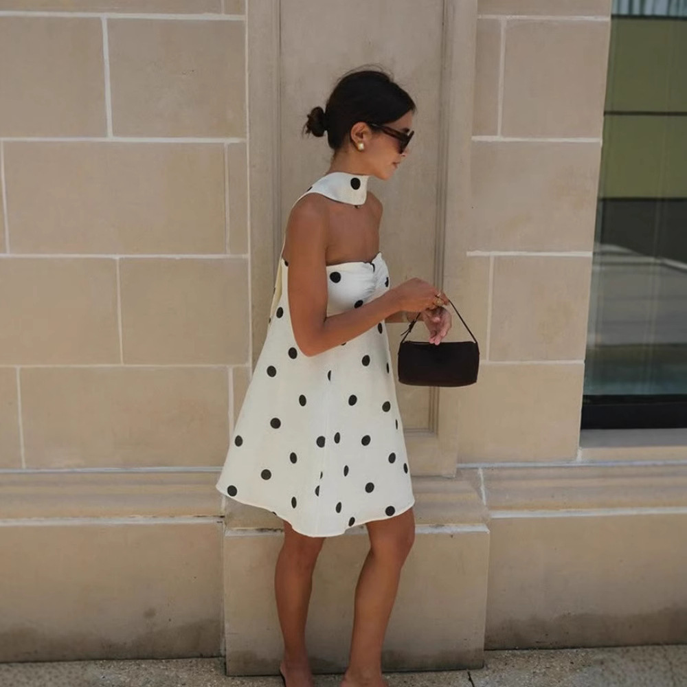 Elegant Polka-Dot Printed Slim-Fit Loose Dress For Women - Image 2