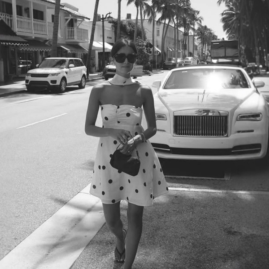 Elegant Polka-Dot Printed Slim-Fit Loose Dress For Women - Image 3