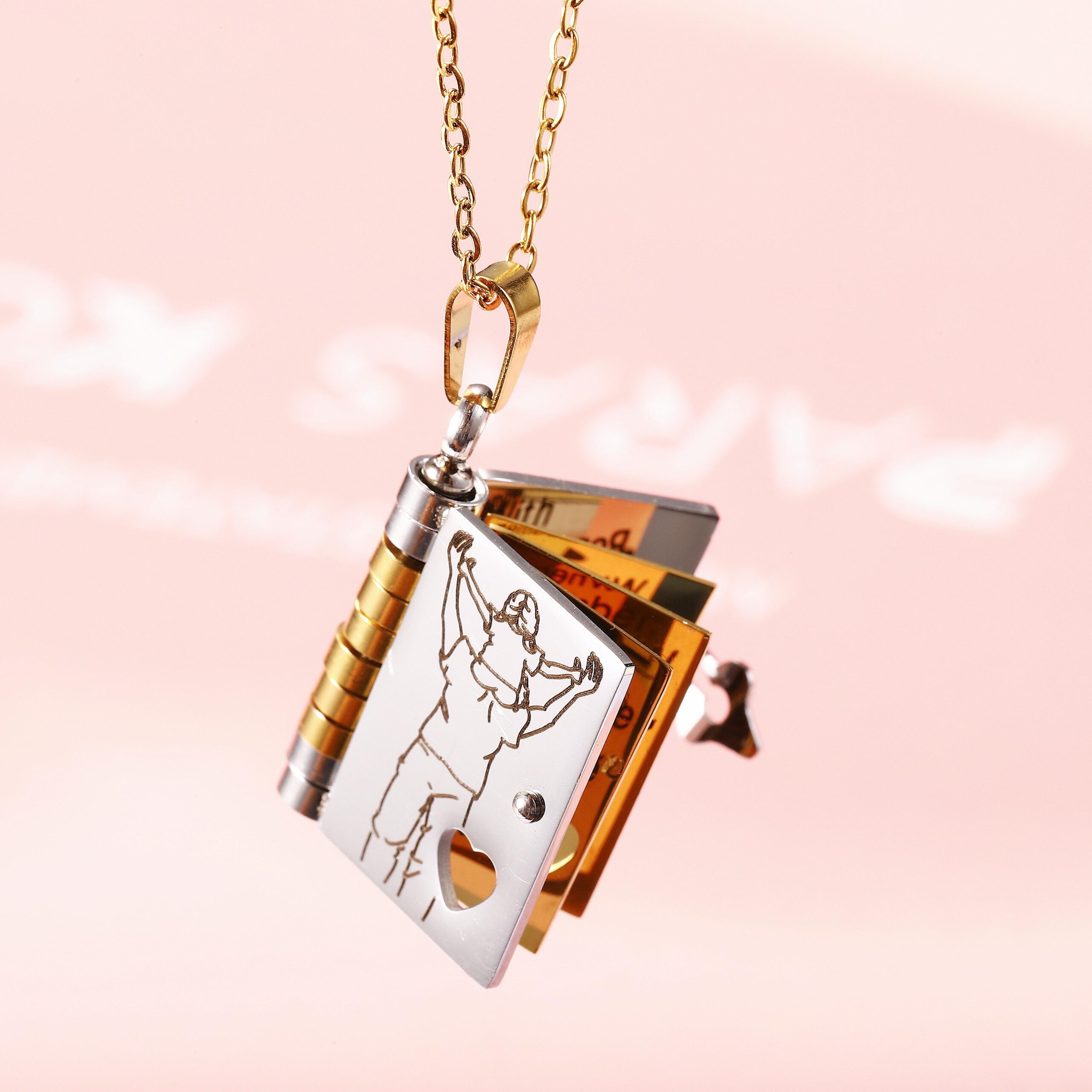 My Little Star Book Necklace For Daughter Son 18 Inch Stainless Steel Chain Gold Hardware Love Jewelry Birthday Graduation Gift - Image 4